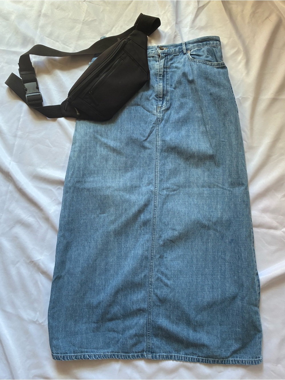 Vintage Crazy Horse by Liz Claiborne Light Wash Denim Maxi Skirt Size 10